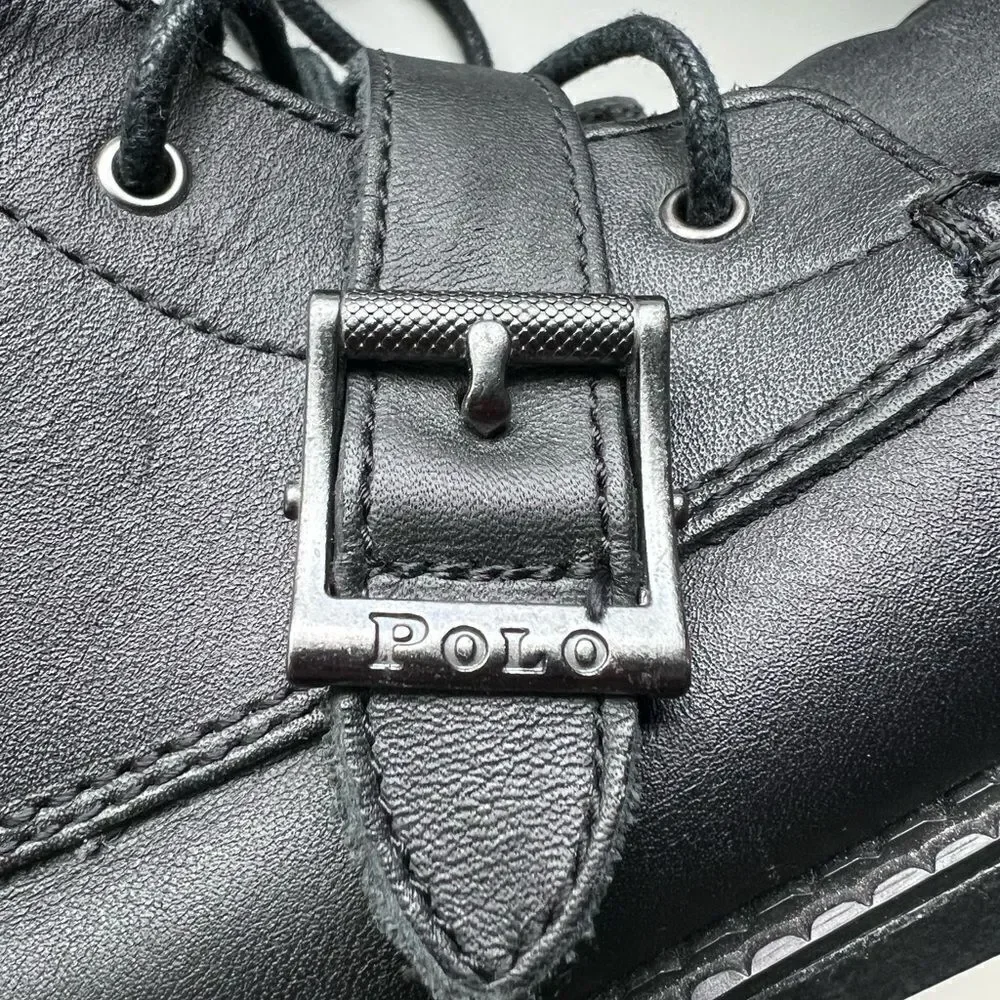 Polo Ralph Lauren Mens Ranger Boot combat bikercore leather black Radbourne 7.